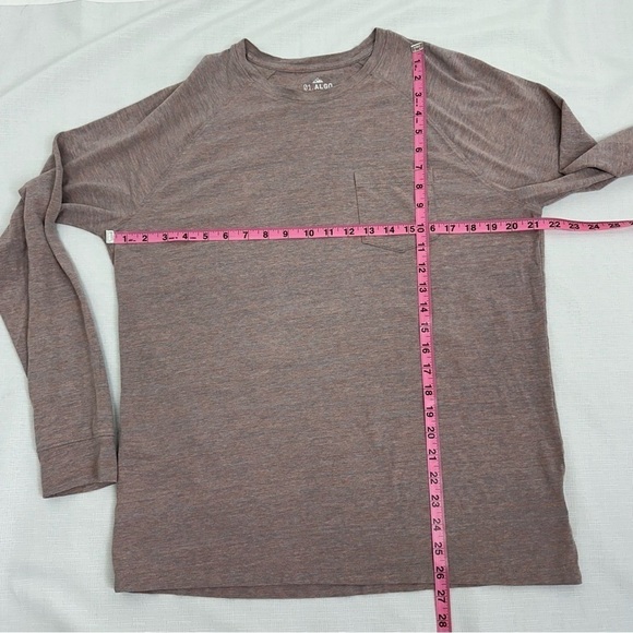 01.ALGO Men's Size Large Heather Mauve Long Sleeve Crew Neck T-Shirt - Picture 9 of 12